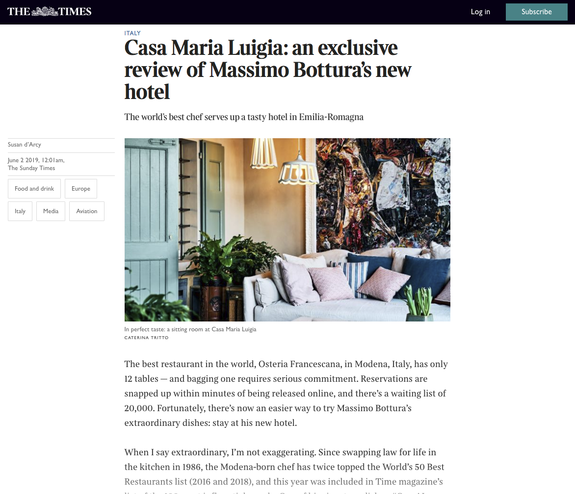 The TimesCasa Maria Luigia: an exclusive review of Massimo Bottura’s new hotel