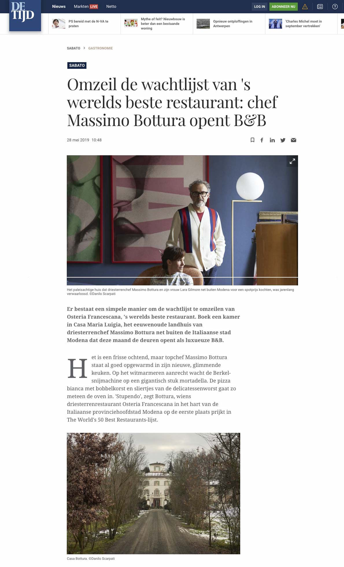 TijdOmzeil de wachtlijst van ‘s werelds beste restaurant: chef Massimo Bottura opent B&B